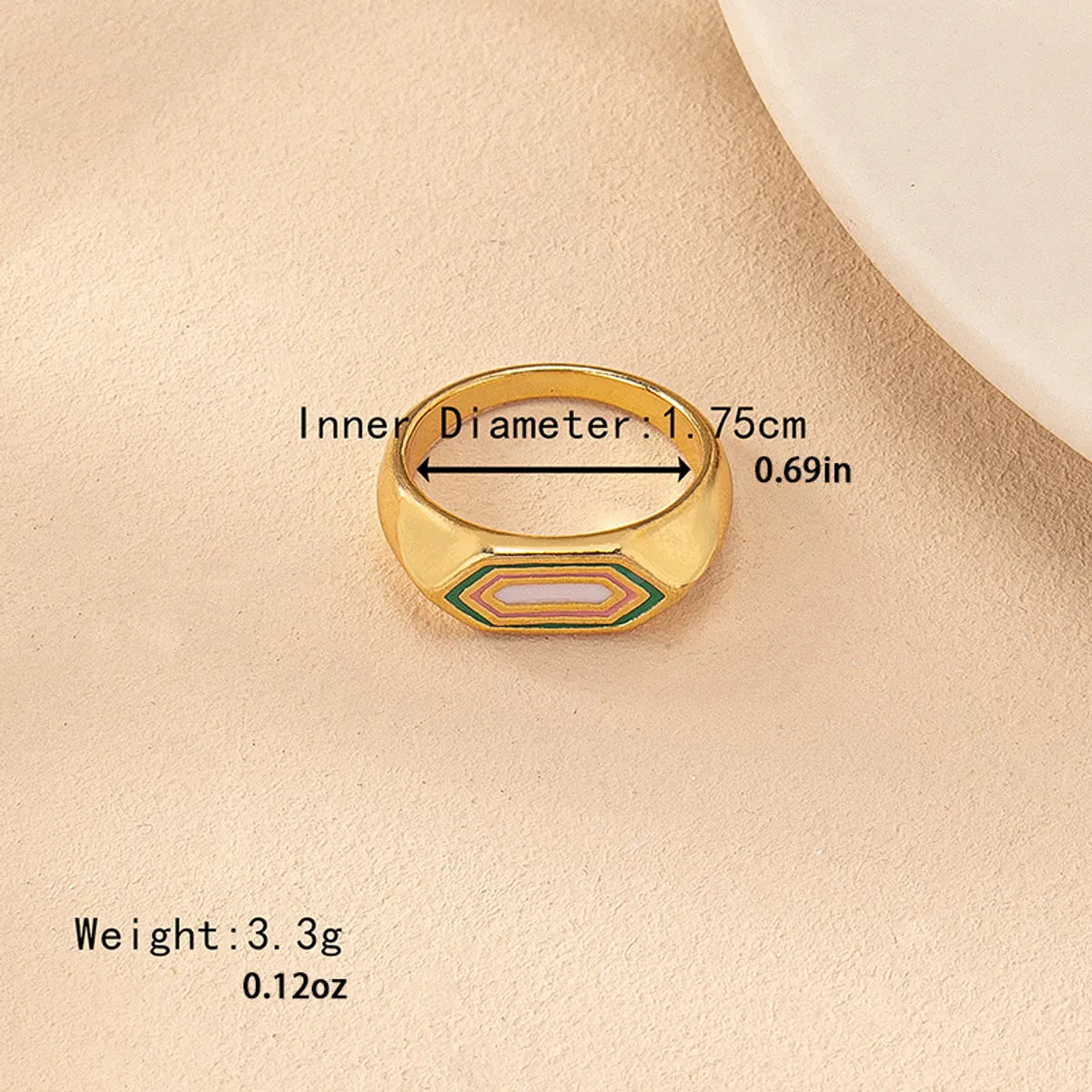 Wholesale Jewelry Retro Simple Style Hexagon Alloy Zinc Enamel Plating Rings