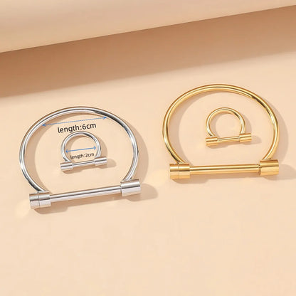 Wholesale Jewelry Retro Simple Style Solid Color Horseshoe 304 Stainless Steel Rings Bracelets Jewelry Set