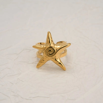 Wholesale Jewelry Retro Simple Style Starfish Titanium Steel 18K Gold Plated Earrings Necklace