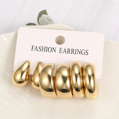 1 Set Retro Solid Color Plating Alloy Earrings