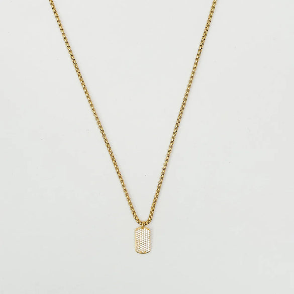 Wholesale Jewelry Retro Solid Color Titanium Steel Zircon 18K Gold Plated Plating Inlay Pendant Necklace