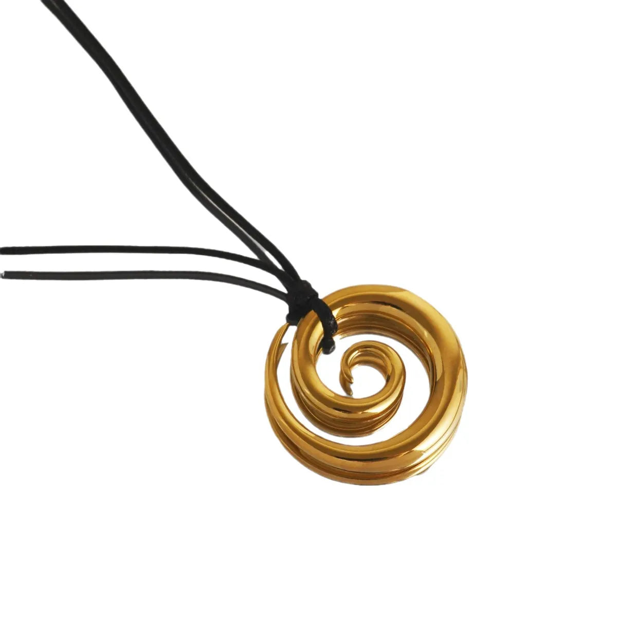 Wholesale Jewelry Retro Spiral Leather Rope Titanium Steel 18K Gold Plated Plating Pendant Necklace