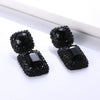 1 Pair Retro Square Inlay Alloy Glass Ear Studs