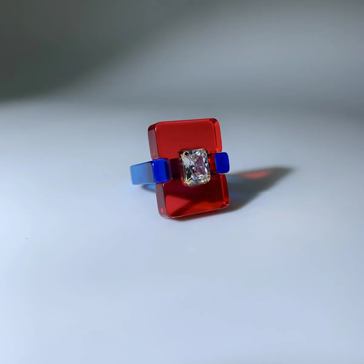 Wholesale Jewelry Retro Square Arylic Resin Acetic Acid Zircon Inlay Rings