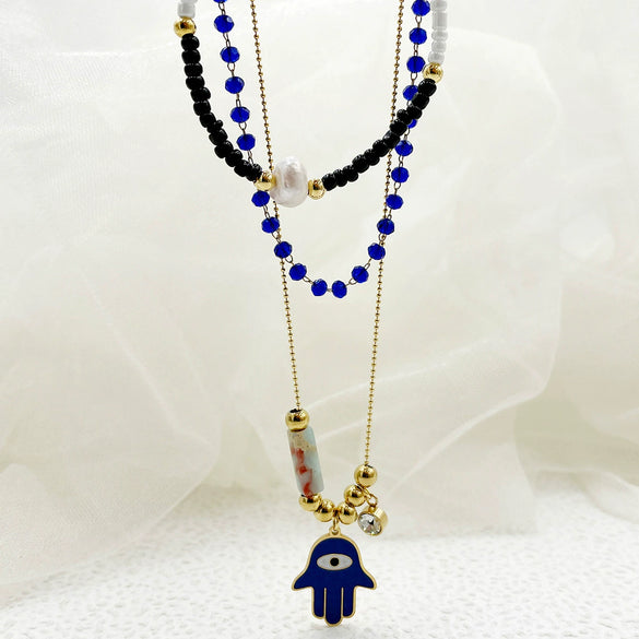 Wholesale Jewelry Retro Stainless Steel And Titanium Steel Geometric Pattern Electroplating Necklace For Women