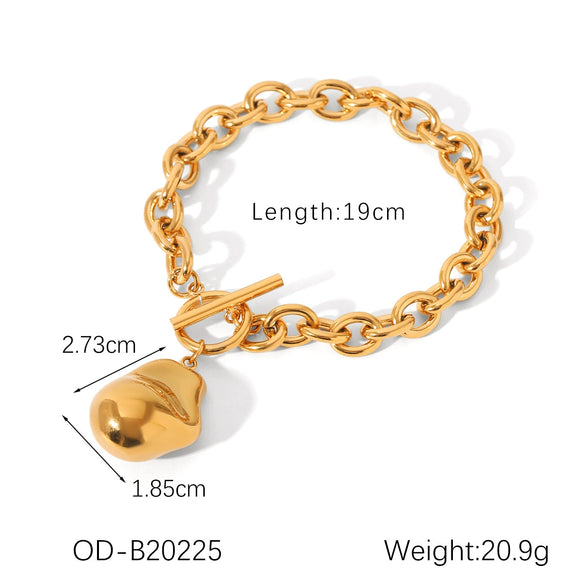 Wholesale Jewelry Retro Stainless Steel Geometric Asymmetrical Buckle Pendant Necklace Goldplated Vacuum Plating For Women