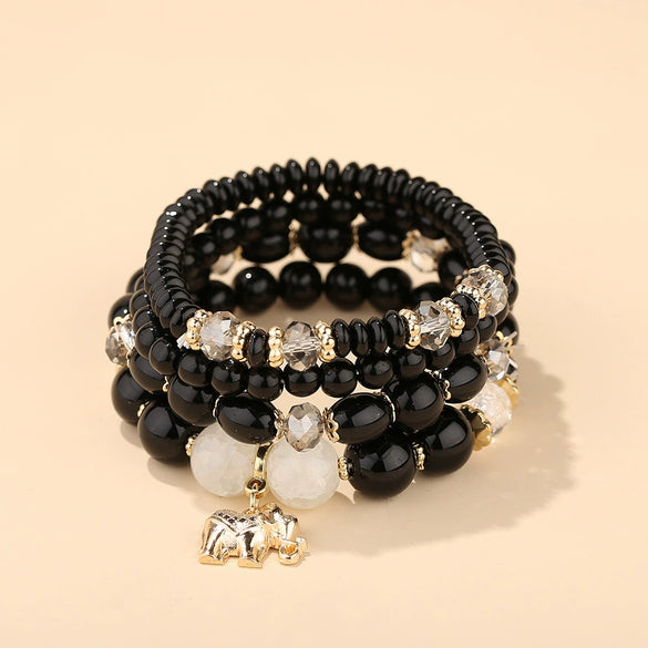 Wholesale Jewelry Retro Style Alloy Elephant Pendant Crystal Bracelet Electroplated
