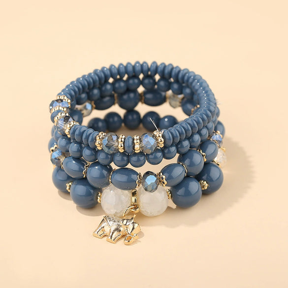 Wholesale Jewelry Retro Style Alloy Elephant Pendant Crystal Bracelet Electroplated