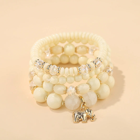 Wholesale Jewelry Retro Style Alloy Elephant Pendant Crystal Bracelet Electroplated
