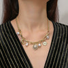 Wholesale Jewelry Retro Style Alloy Geometric Ancient Coin Multipendant Devil's Eye Necklace With Electroplating