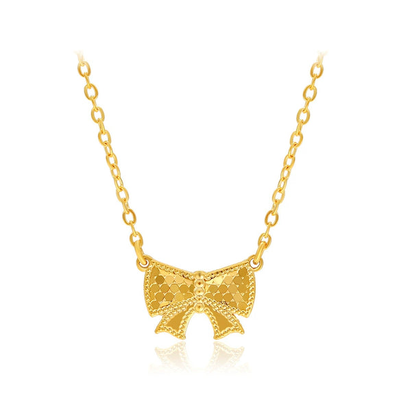 Wholesale Jewelry Retro Style Alloy Honeycomb Bow Geometric Ochain Pendant Necklace For Women With 5D Craft And Electroplating