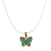 Wholesale Jewelry Retro Style Butterfly Pendant Necklace Titanium Steel Geometric Dripping Oil Real Gold Plating