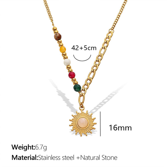 Wholesale Jewelry Retro Style Cat's Eye Natural Stone Pendant 316L Stainless Steel Electroplating Ladies Jewelry