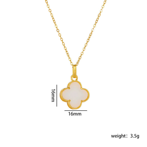 Wholesale Jewelry Retro Style Copper Electroplated Ochain Mixed Gem Inlay Safety Lock Clover Pendant Clavicle Chain For Women