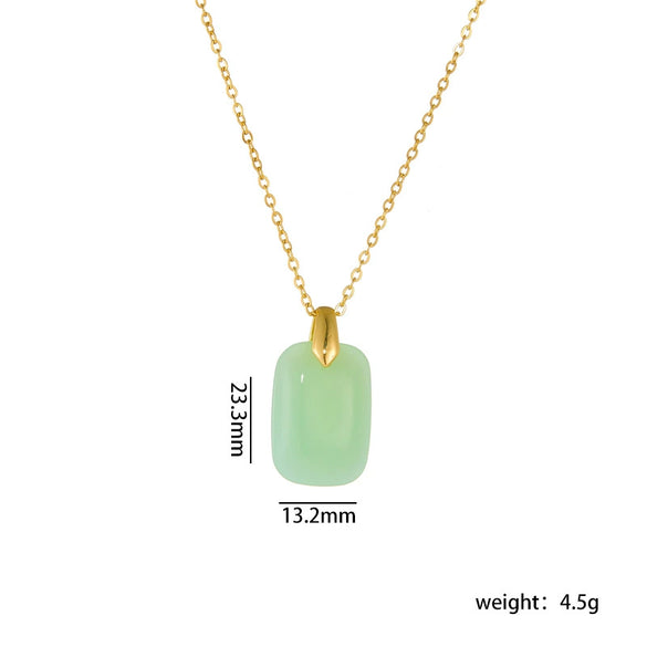 Wholesale Jewelry Retro Style Copper Electroplated Ochain Mixed Gem Inlay Safety Lock Clover Pendant Clavicle Chain For Women