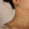 Wholesale Jewelry Retro Style Copper Geometric Dripping Oil Leopard Print Earrings For Women