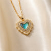 Wholesale Jewelry Retro Style Copper Inlaid Zircon Heart Pendant Ochain Necklace For Female