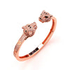 Wholesale Jewelry Retro Style Doubleheaded Leopard Open Bracelet Ring Set Made Of Environmental Protection Copper With Microinlaid Zircon And Electroplating Treatment