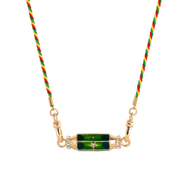 Wholesale Jewelry Retro Style Geometric Copper Cotton Rope Pendant Necklace With Evil Eye Charm