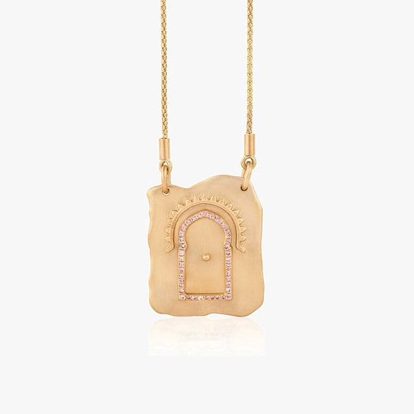 Wholesale Jewelry Retro Style Geometric Copper Goldplated Tarot Card Opening And Closing Butterfly Rebirth Door Pendant Necklace