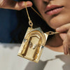 Wholesale Jewelry Retro Style Geometric Copper Goldplated Tarot Card Opening And Closing Butterfly Rebirth Door Pendant Necklace