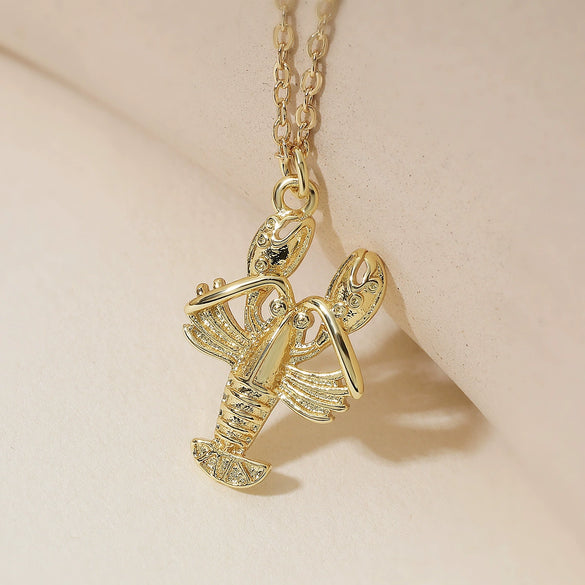 Wholesale Jewelry Retro Style Geometric Copper Real Gold Plated Lobster Pendant Necklace For Women