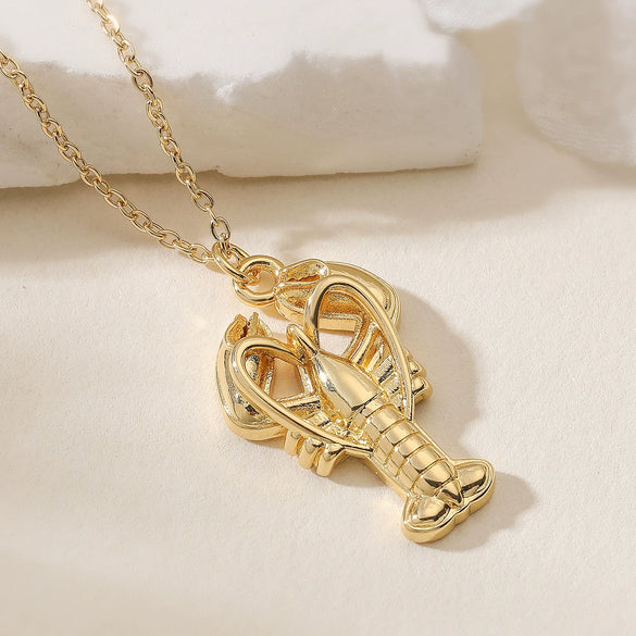 Wholesale Jewelry Retro Style Geometric Copper Real Gold Plated Lobster Pendant Necklace For Women