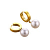 Wholesale Jewelry Retro Style Geometric Pearl Titanium Steel Pendant Necklace And Earring Set 18K Gold Plated