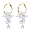 Wholesale Jewelry Retro Style Geometric Plastic And Resin Earrings Inlaid With Crystal Flowers