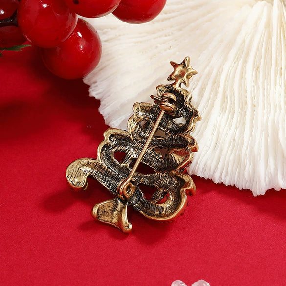 Wholesale Jewelry Retro Style Geometric Rhinestone Christmas Brooch