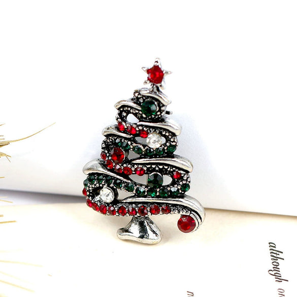 Wholesale Jewelry Retro Style Geometric Rhinestone Christmas Brooch
