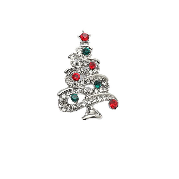 Wholesale Jewelry Retro Style Geometric Rhinestone Christmas Brooch