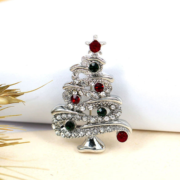 Wholesale Jewelry Retro Style Geometric Rhinestone Christmas Brooch