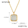Wholesale Jewelry Retro Style Geometric Square Resin Pendant 316L Stainless Steel Jewelry With Electroplating