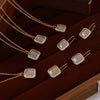 Wholesale Jewelry Retro Style Geometric Square Resin Pendant 316L Stainless Steel Jewelry With Electroplating