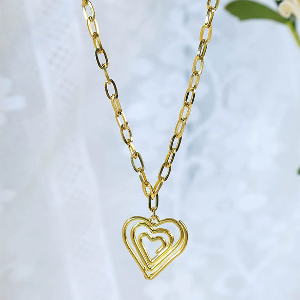 Wholesale Jewelry Retro Style Geometric Stainless Steel Electroplated Pendant Necklace