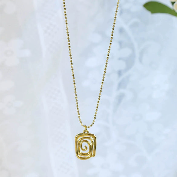Wholesale Jewelry Retro Style Geometric Stainless Steel Electroplated Pendant Necklace