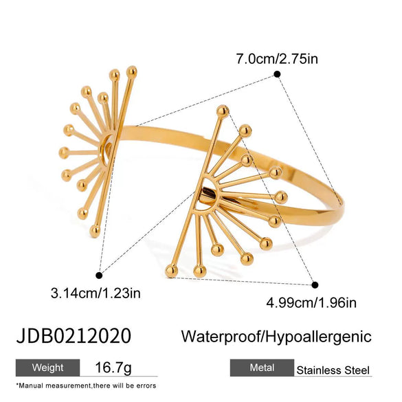 Wholesale Jewelry Retro Style Geometric Stainless Steel Flower Electroplated Bracelet Arm Ring