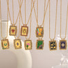 Wholesale Jewelry Retro Style Geometric Stainless Steel 18K Gold Plated Necklace