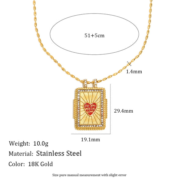 Wholesale Jewelry Retro Style Geometric Stainless Steel 18K Gold Plated Necklace
