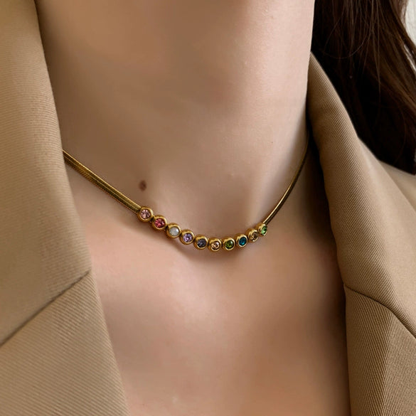 Wholesale Jewelry Retro Style Geometric Titanium Steel Chain Clavicle Necklace With Electroplating