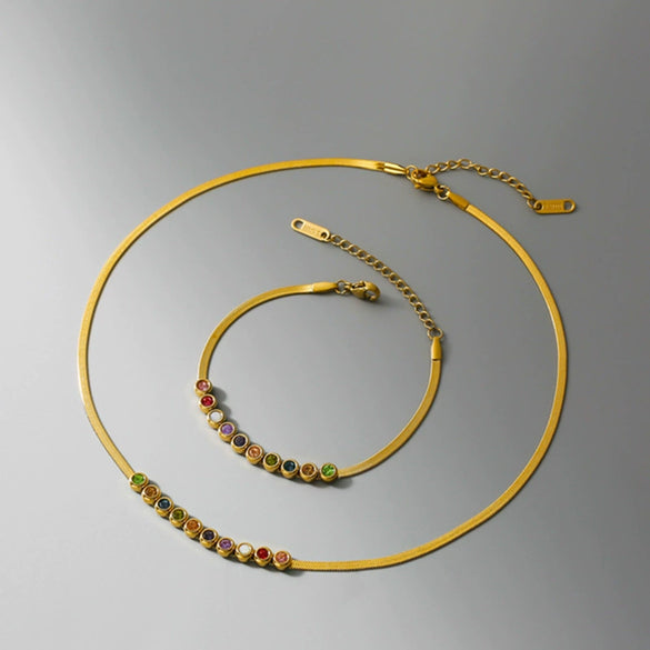 Wholesale Jewelry Retro Style Geometric Titanium Steel Chain Clavicle Necklace With Electroplating