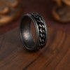 Wholesale Jewelry Retro Style Geometric Titanium Steel Embossed Rotating Chain Ring Distressed Unisex