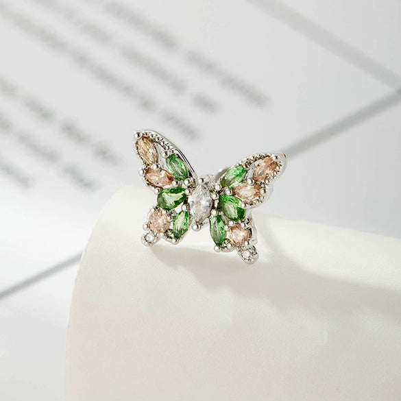 Wholesale Jewelry Retro Style Geometric Titanium Steel Zircon Butterfly Screw Piercing Jewelry For Women
