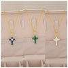 Wholesale Jewelry Retro Style Geometric Ushaped Stainless Steel And Copper Dripping Oil Inlaid Zircon Cross Necklace
