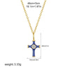 Wholesale Jewelry Retro Style Geometric Ushaped Stainless Steel And Copper Dripping Oil Inlaid Zircon Cross Necklace