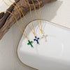 Wholesale Jewelry Retro Style Geometric Ushaped Stainless Steel And Copper Dripping Oil Inlaid Zircon Cross Necklace