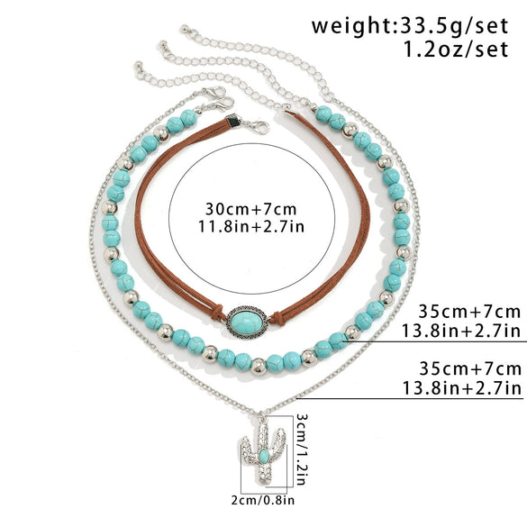 Wholesale Jewelry Retro Style Geometric Zinc Alloy Electroplated Cow Head Beaded Ball Chain Clavicle Necklace For Women