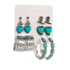 Wholesale Jewelry Retro Style Heart Shape Alloy Turquoise Inlaid Earrings Set