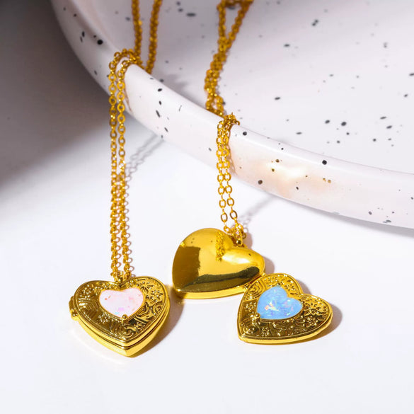 Wholesale Jewelry Retro Style Heart Shape Copper Pendant Ochain Necklace With Electroplating